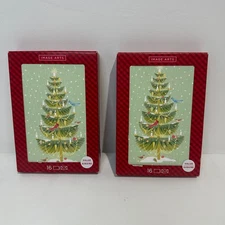 Pack of 32 Hallmark Christmas Tree Holiday Boxed Glitter Cards w/ Envelopes