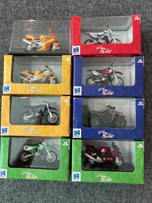 LOT of 8 Diecast 1:32 cycles - 7 New Ray Mini Bikes - ATV  - Street - Dirt - NIP
