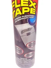 Flex Tape, 12 in x 10 ft, Gray, Original Thick Flexible Rubberized Waterproof