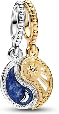 Pandora Bicolor Teilbarer Sonne & Mond Charm-Anhänger 762678C01 Anhänger - Bild 1 von 4