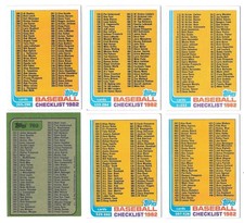1982 Topps - Checklist Unmarked 6 cards set