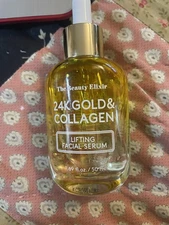 The Beauty Elixir 24K Gold & Collagen Lifting Facial Serum EXP 2026 1.69 fl New