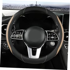 Car Steering Wheel Cover, Leather Steering Wheel Cover Universal 14.5-15 Beige