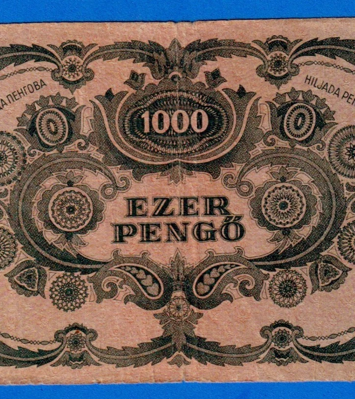 Hungary 1000 EZER PENGO 1945 P-118b(1) Circulated Note with stamp F012 054156 - Image 4 of 4