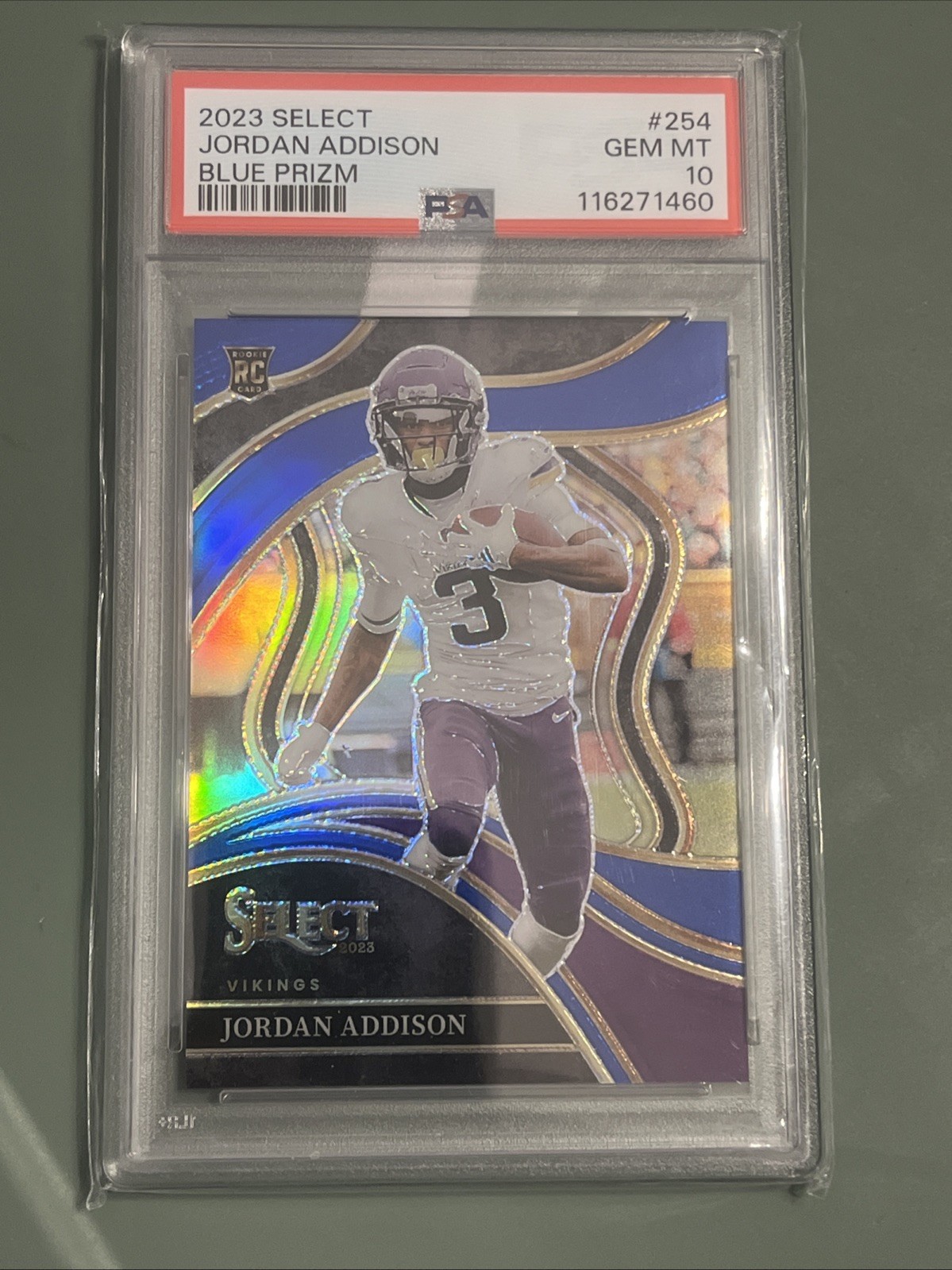 2023 SELECT #254 JORDAN ADDISON ROOKIE RC BLUE PRIZM /99 PSA 10 GEM MINT
