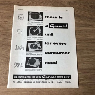 GRAM201 MAGAZINWERBUNG 11X8 GARRARD PLATTENSPIELER