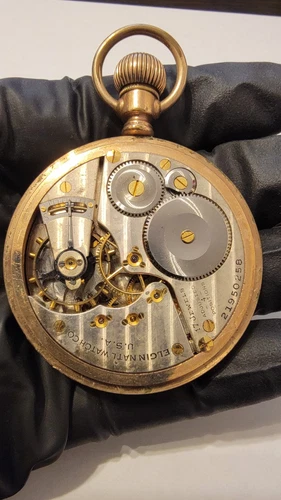 Antique Elgin 16s Pocket Watch 17J Adjusted c1918 Wadsworth GF Case Not Running