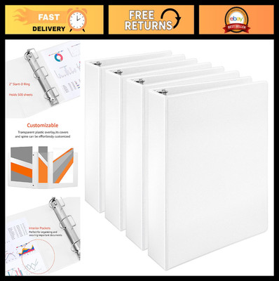 2-Inch D-Ring Binders, 4 Pack - Durable Organizer for School & Home Office, Whit
