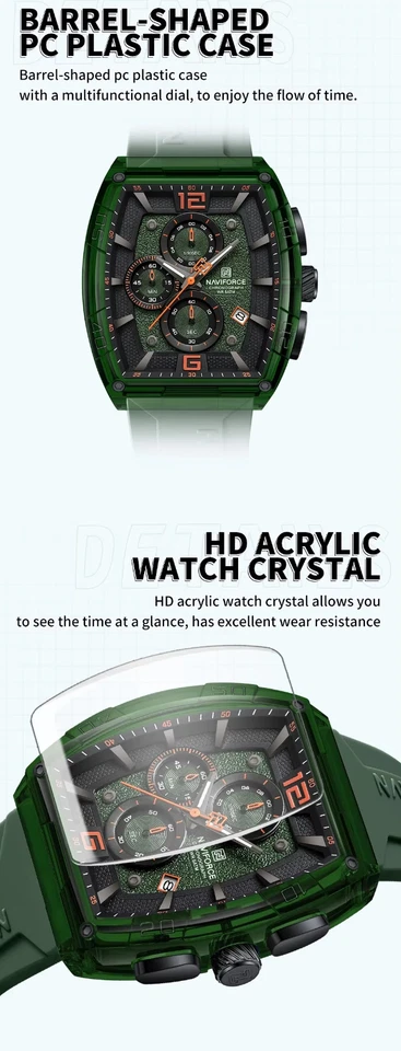 Reloj Hombre Naviforce Cronógrafo Luminoso Impermeable 50M Casual Silicona 45mm Estuche Foto 4 de 4