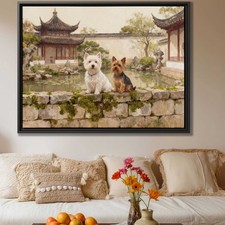 West Highland White Terrier Oil Painting Canvas Print Wall Art for Living Room