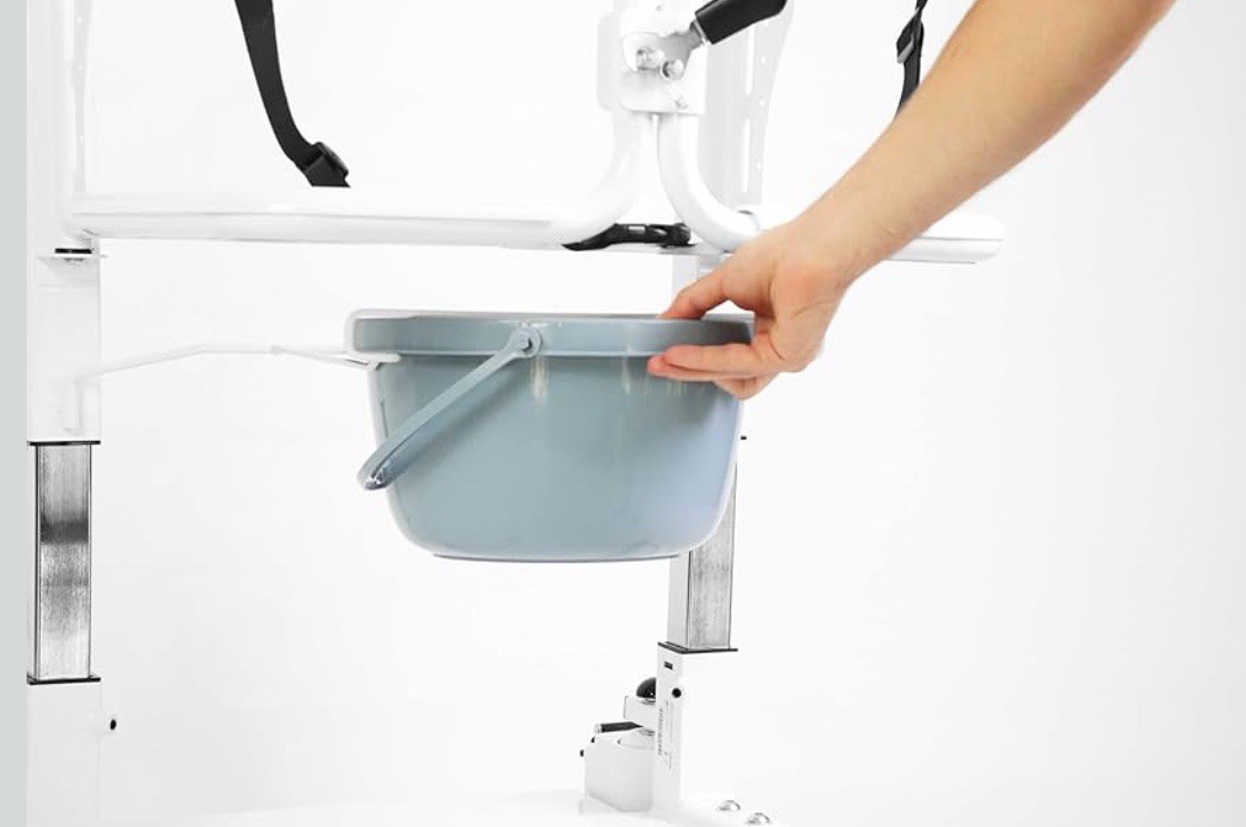 Patient Lift Transfer Chair Bathroom Wheelchair w/ 180° Split Seat and Commode
