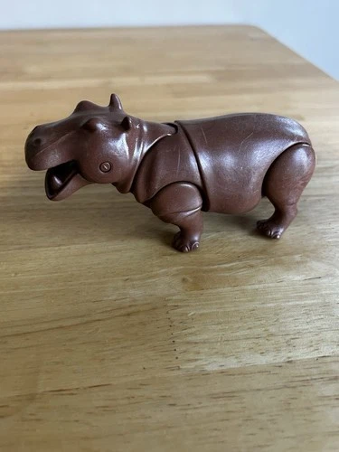 Vintage 1981 Geobra Playmobil Hippo Hippopotamus 5.5" Zoo Animal Toy