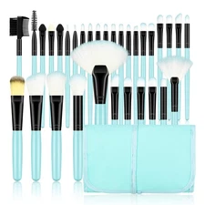 Generic Makeup Brushes 32pcs Kit,Synthetic Bristles for Blue 