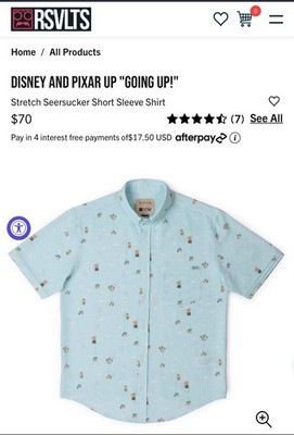 RSVLTS Disney Pixar Going Up! Stretch Seersucker Short Sleeve Shirt 3XL NWT!!!