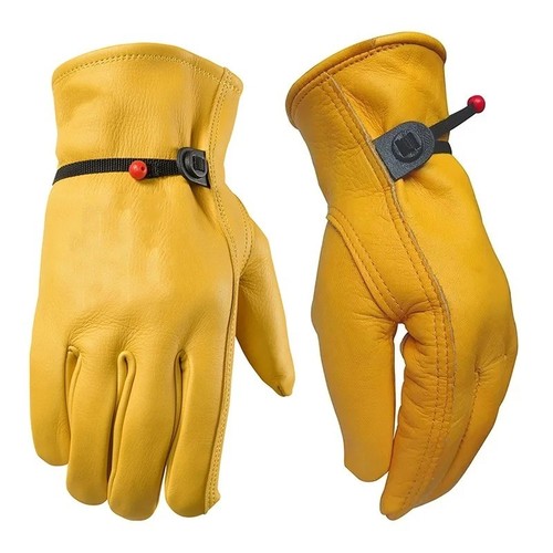 One Pair Wells Lamont Men's Leather Work Gloves Cowhide Leather, NEW