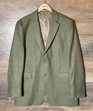 Samuel Windsor Tweed Jacket Blazer Windowpane Wool Green VGC - Size 44 Large 