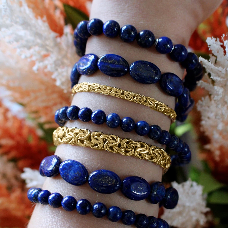 Ross-Simons Lapis Jewelry Set: 5 Bead Stretch Bracelets. 7 inches - Image 3 of 4