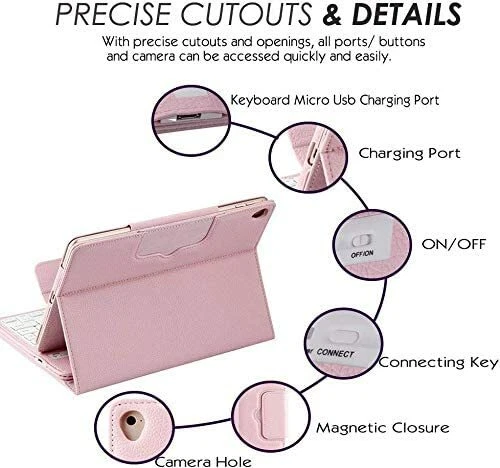 For iPad Mini Wireless Bluetooth Keyboard Folio Leather Case Smart Stand Cover - Image 4 of 4