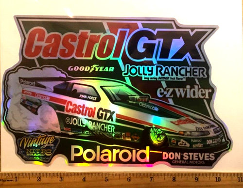 EXTRA LARGE John Force 1990 Castrol GTX Funny Car HOLOGRAPHIC Sticker Decal