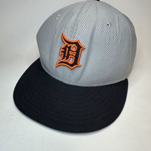 Fitted DETROIT TIGERS Hat Ball Cap Size 7 New Era 5950 Gray Black - Picture 1 of 11