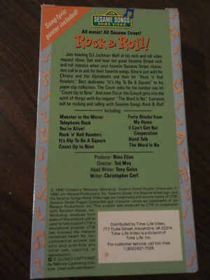 ROCK & ROLL SESAME STREET VHS SONGS HOME VIDEO 1990 TIME LIFE HIP