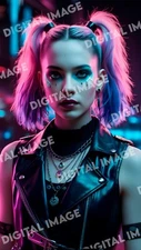 Digital Art Picture Image Photo Wallpaper Background Desktop AI - Cyberpunk Girl