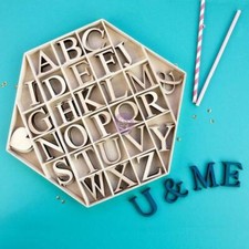 3D Wood Alphabet Letters 1.75" Hexagon Tray Shadow Box