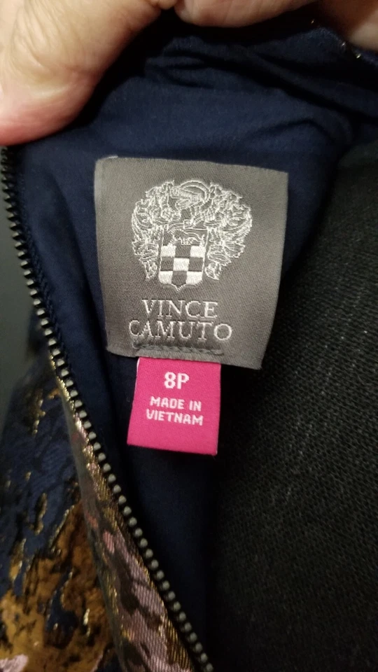 Vince Camuto Dress Cocktail/ Party Size 8P Short, Black/Gold/Lavender. - Image 2 of 4