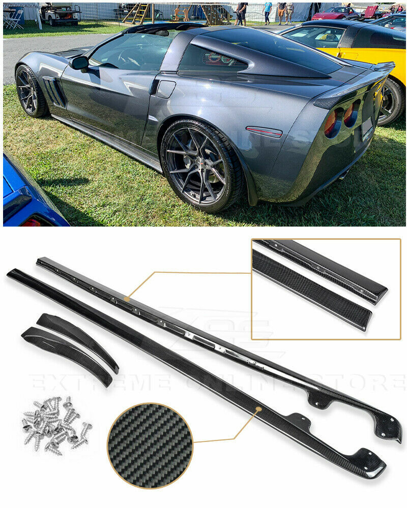 For 05-13 Corvette C6 Z06 | ZR1 CARBON FIBER Side Skirts Rocker Panels Body  Kit