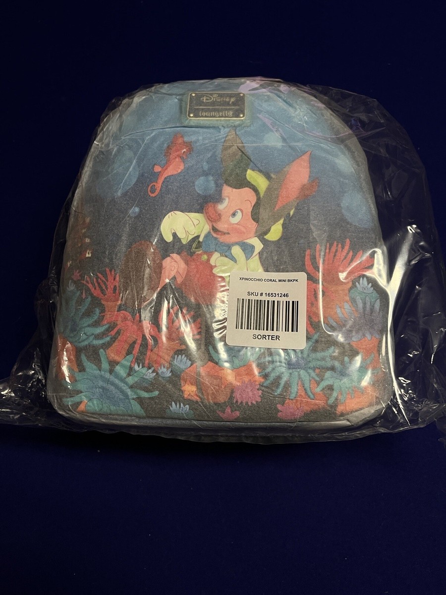 Loungefly Disney Pinocchio Mini Backpack Bag Underwater NEW  display picture 1