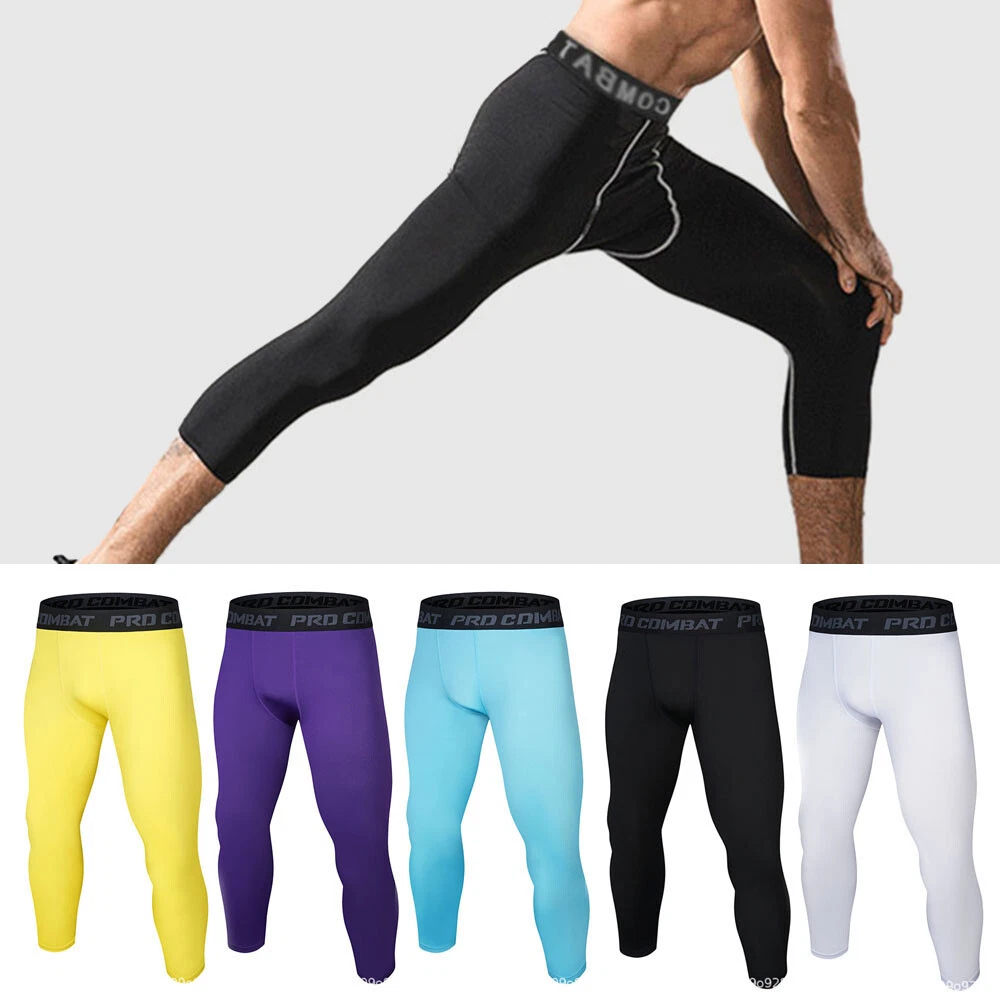 Base Layer Gym Leggings Capri Pants Running Tight Compression Pants Slim  Elastic