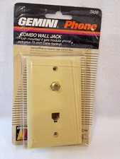 GEMINI TA59 COMBO WALL JACK RJ-11 JACK AND 75 OHM CABLE HOOK UP- NIB
