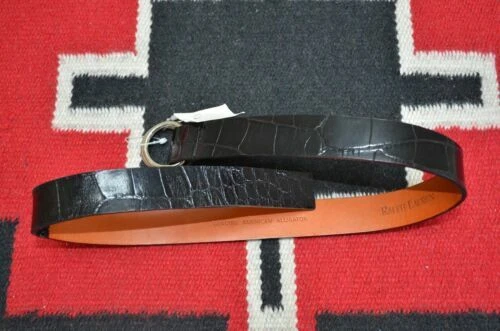 Lauren Ralph Lauren sólido Crocodilo/Jacaré Cintos para mulheres