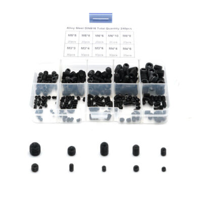 240pcs M3/M4/M5/M6/M8 black high-strength hexagon socket set screw M3 x 3mm