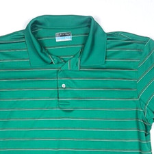 PGA Tour Mens Green Golf Polo Shirt XL Striped Short Sleeve
