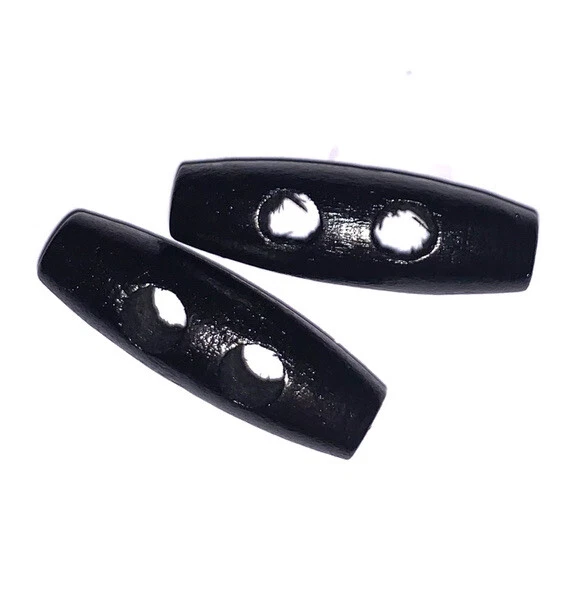 4 X Polished 2 Hole Black Varnished Wooden Toggle Buttons 28.5mm - Image 2 of 4