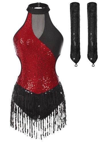 Damen Outfits Latein Trikot Cha Kostüme Walzer Body Flamenco Rückenfrei 2-teilig - Bild 10 von 55