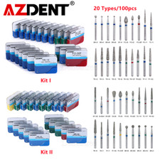 100pcs AZDENT Dental FG Diamond Burs Drills for High Speed Handpiece 20 Types