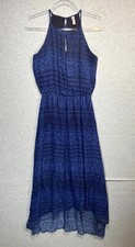 Xhilaration Geo Aztec Print Sleeveless High Low Maxi Dress Women Navy Blue Small