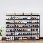 Corner Tall Vertical Wooden Kids Shoe Rack Black Cube Storage Unit Hallway Stand