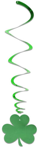 24 x Irish Green Shamrock Hanging Foil St Patricks Day 100cm Hanging Decoration - Picture 3 of 9