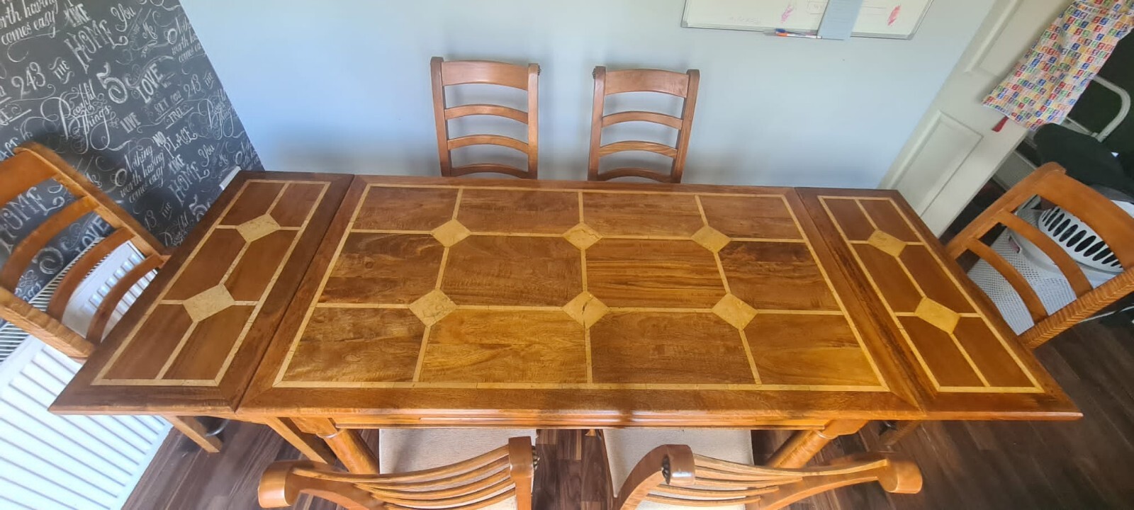 Barker and Stonehouse Flagstone Extending Solid dining table and 6