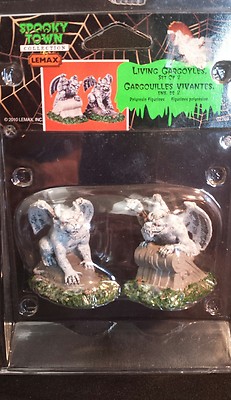 LEMAX SPOOKY TOWN COLLECTION - Living gargoyles set of two RETIRED NEW 