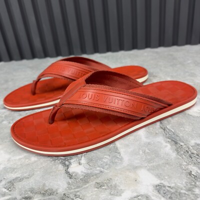 Louis Vuitton Waterfront Sandals Logo Flip-Flop Red Rubber 9