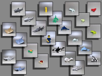LEGO  Tiere Fisch Hai Delfin Koralle Schildkröte Seepferdchen Orca Wal Kapitän
