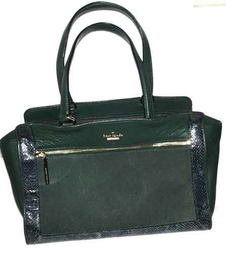 Kate Spade NY Chatham Lane Harlan Satchel Leather Bag Forest Green W/Dust Bag - Picture 8 of 15