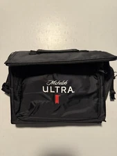 Michelob Ultra Beer 6 Pack Lunch Carrier Box  Insulated Cooler Collapsible Black