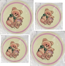 SET OF 4 STEEL STOVETOP BURNER COVERS,(2-10", 2-8") CUTE TEDDY BEARS, RLD