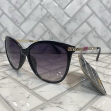 Foster Grant Mireya Black MaxBlock Sunglasses NWT 100 UVA-UVB Cat eye Bedazzled