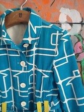 Orla Kiely { Modern House Print Graphic Blue Mustard Trenchcoat Mac Estate Agent